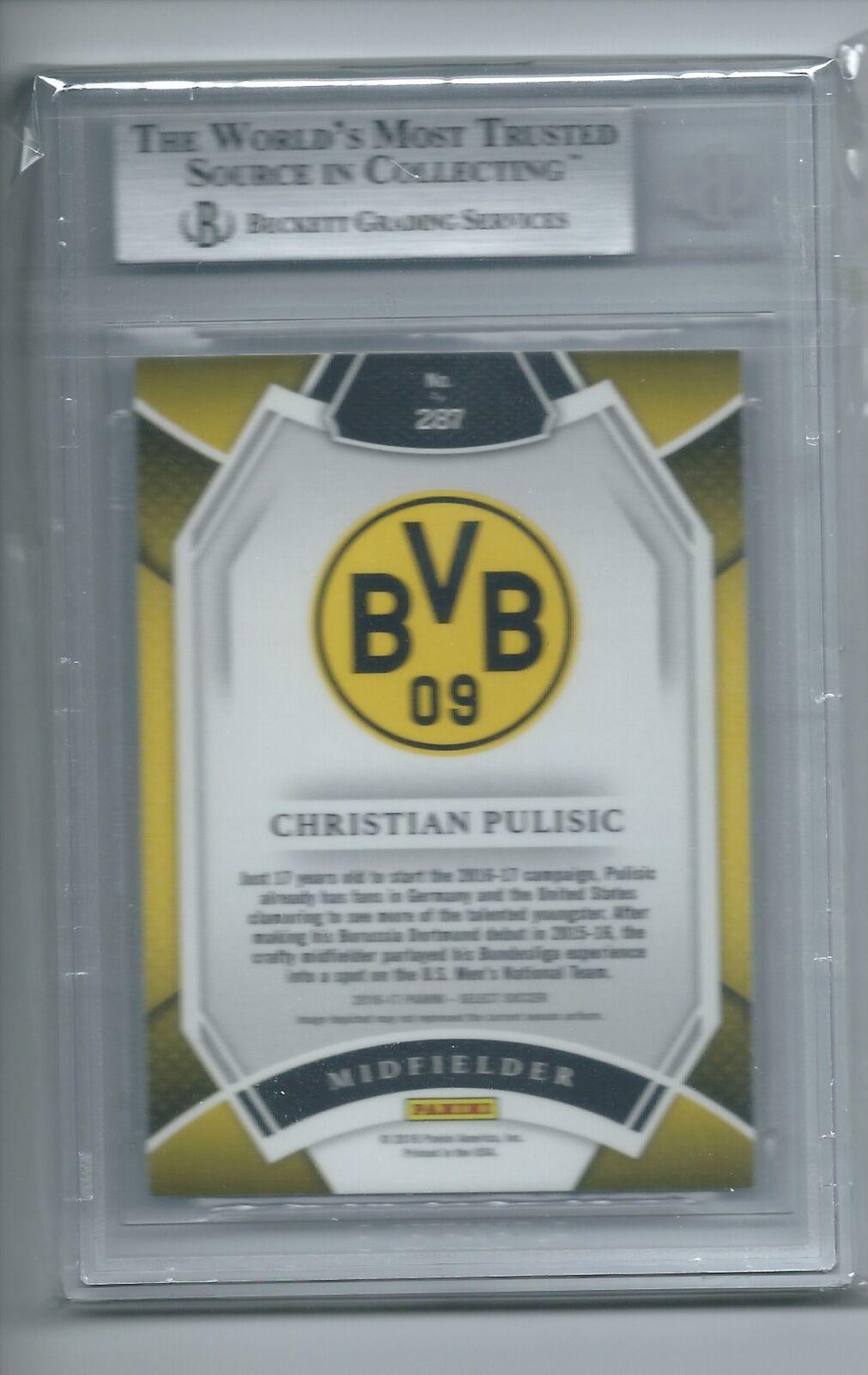 CHRISTIAN PULISIC 2016-17 PANINI SELECT FIELD LEVEL SILVER PRIZMS RC #287 BGS 9