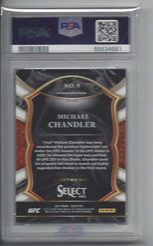 MICHAEL CHANDLER 2021 PANINI SELECT UFC TRI COLOR PRIZM RC #9 PSA 10 GEM POP 3