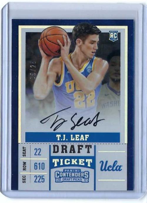 TJ LEAF 2017-18 PANINI CONTENDERS DRAFT PICKS DRAFT TICKET AUTO RC #D /25