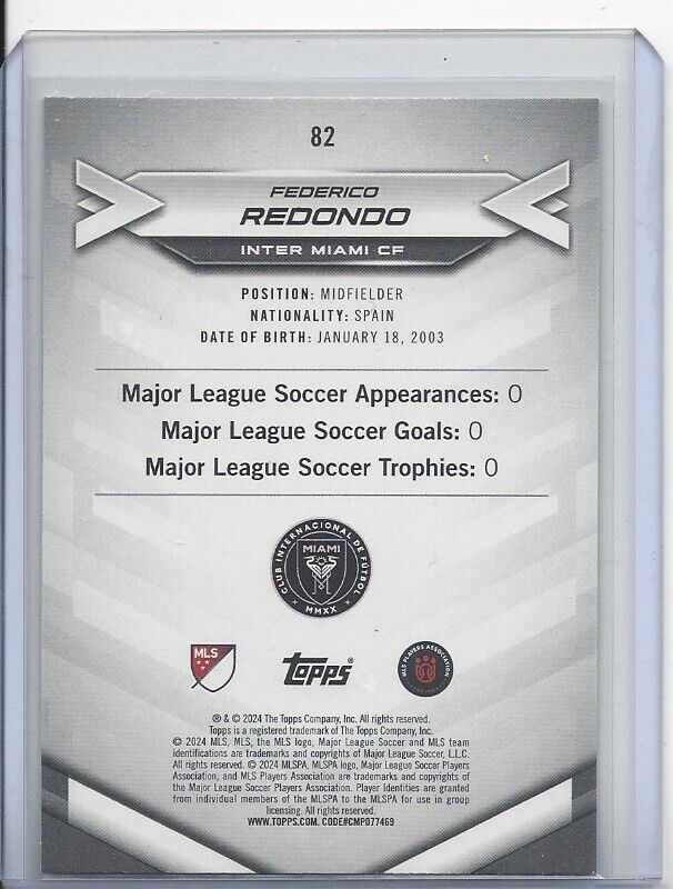 FEDERICO REDONDO 2024 TOPPS MLS SUPERSTARS GREEN UNCOMMON RC #82