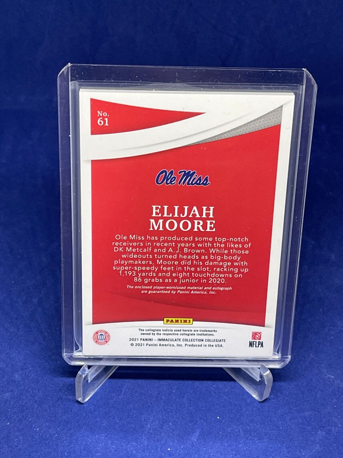 ELIJAH MOORE 2021 PANINI IMMACULATE RPA 3 COLOR PATCH AUTO ROOKIE RC #D 47/99