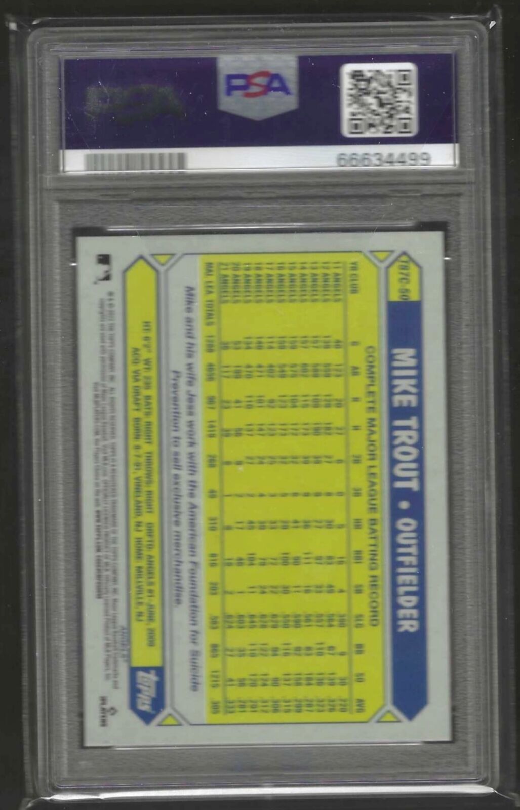 MIKE TROUT 2022 TOPPS SILVER PACK REFRACTOR #T87C-50 PSA 10 GEM MINT