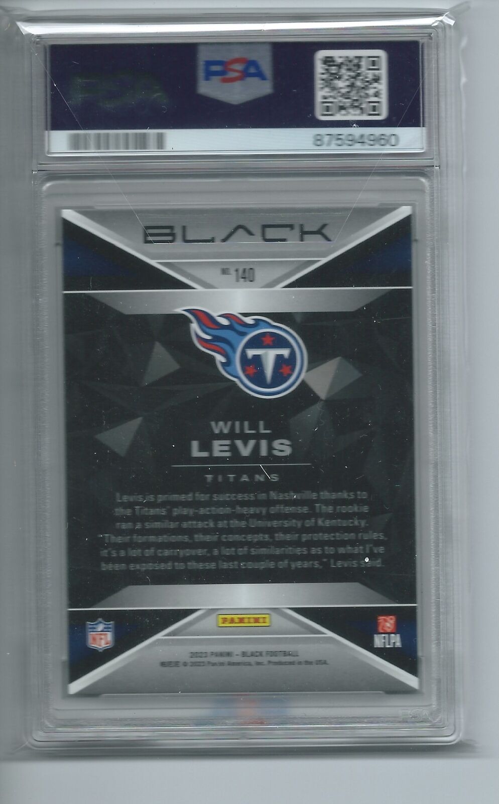 WILL LEVIS 2023 PANINI BLACK CITRINE ORANGE RC #D 19/25 PSA 9 MINT POP 2
