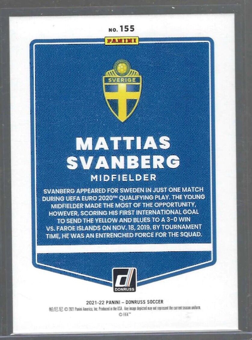 MATTIAS SVANBERG 2021-22 PANINI DONRUSS ROAD TO QATAR GOLD LASER FOIL #D 07/10