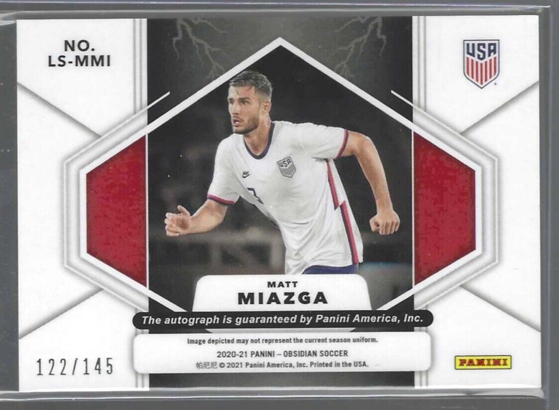 MATT MIAZGA 2020-21 PANINI OBSIDIAN LIGHTNING STRIKE USA SILVER AUTO #D 122/145