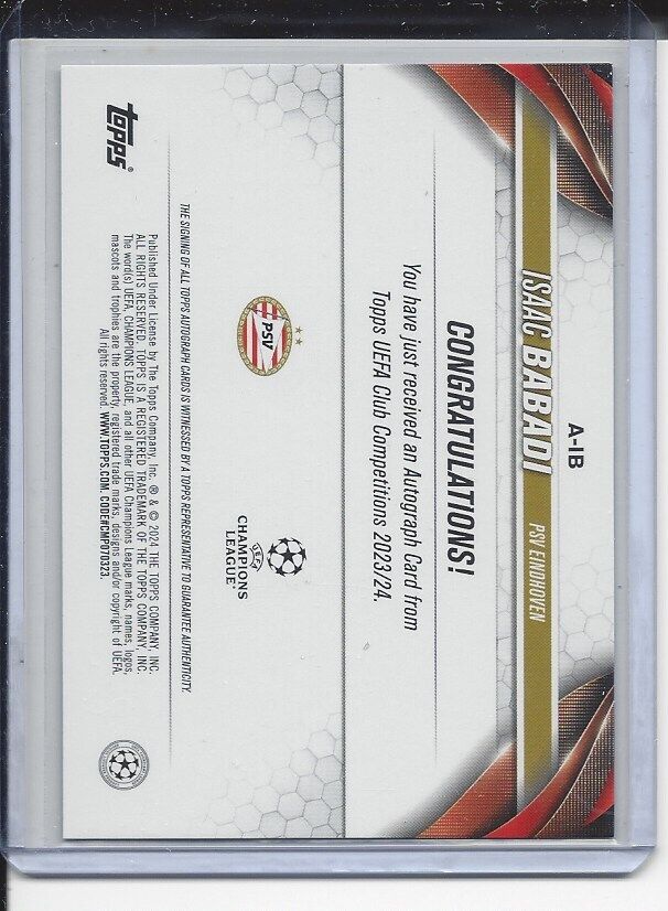 ISAAC BABADI 2023-24 TOPPS CLUB COMPETITIONS UCL SILVER FOIL AUTO ROOKIE RC