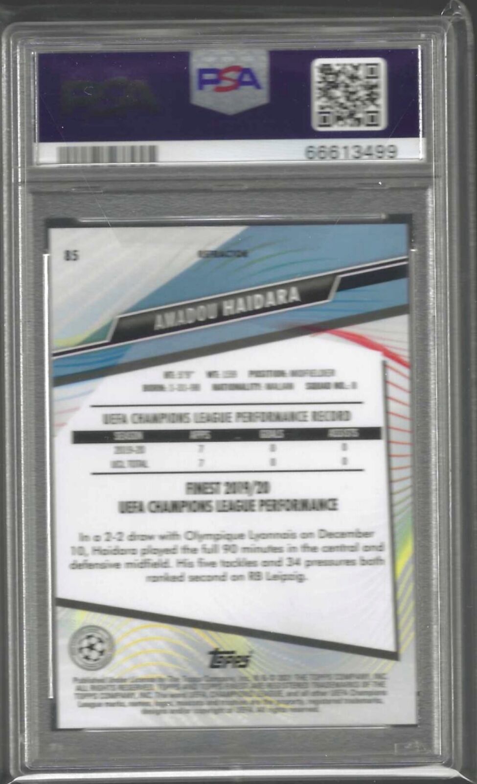 AMADOU HAIDARA 2020-21 TOPPS FINEST SILVER REFRACTOR RC #85 PSA 10 GEM POP 1/1