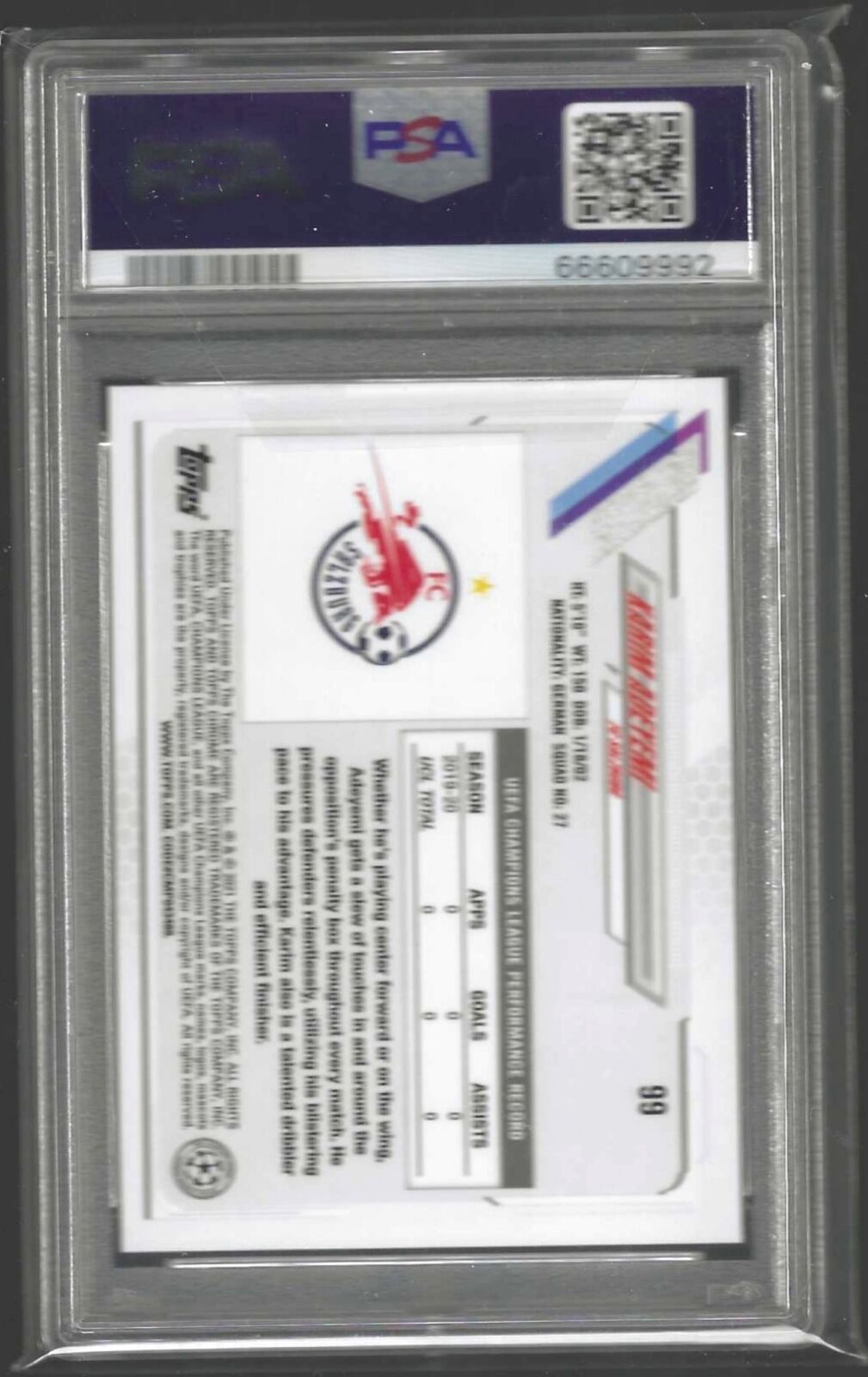 KARIM ADEYEMI 2020-21 TOPPS CHROME SPECKLE REFRACTOR RC #99 PSA 10 GEM POP 16