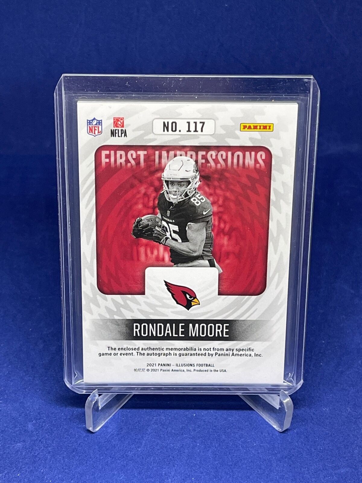 RONDALE MOORE 2021 PANINI ILLUSIONS FIRST IMPRESSIONS JERSEY AUTO RC #D 158/299