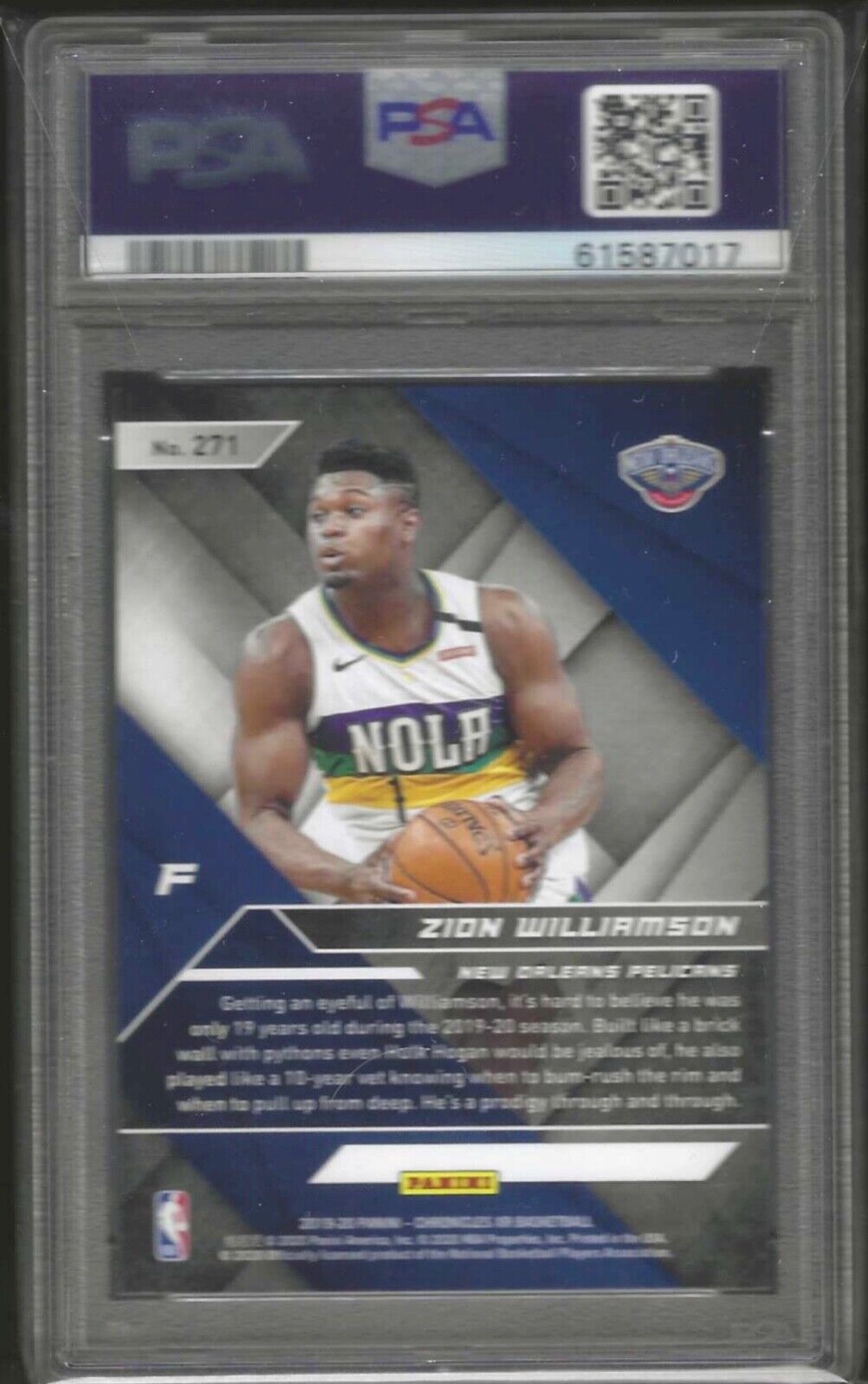 ZION WILLIAMSON 2019-20 PANINI CHRONICLES XR TEAL FOIL ROOKIE RC #271 PSA 10 GEM