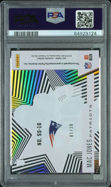 MAC JONES 2021 PANINI ILLUSIONS SHINING STARS PINK AUTO RC #D 1/30 PSA 10 POP 4