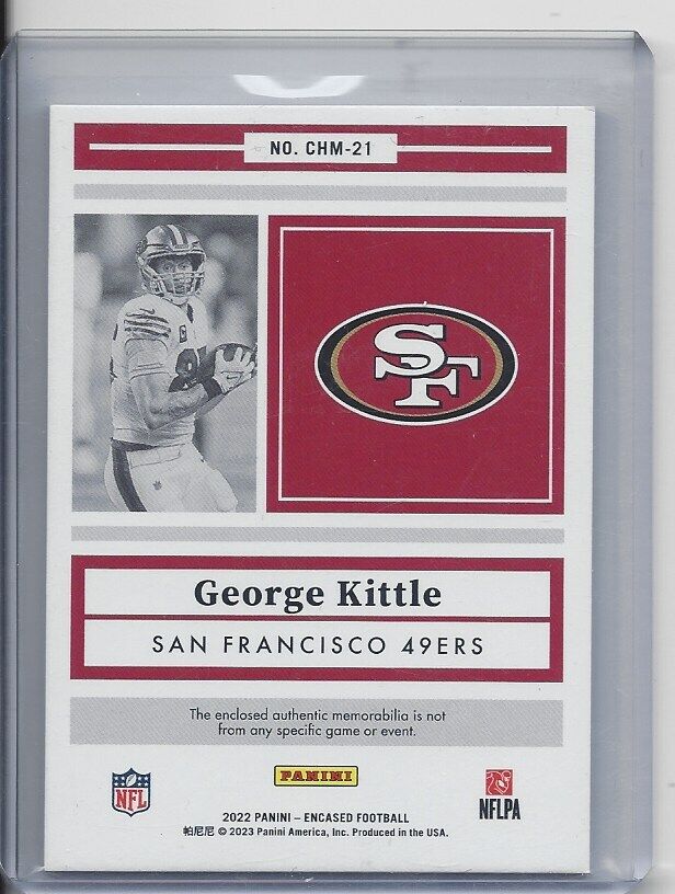 GEORGE KITTLE 2023 PANINI ENCASED CHOICE MATERIALS PINK JUMBO PATCH #D 1/15