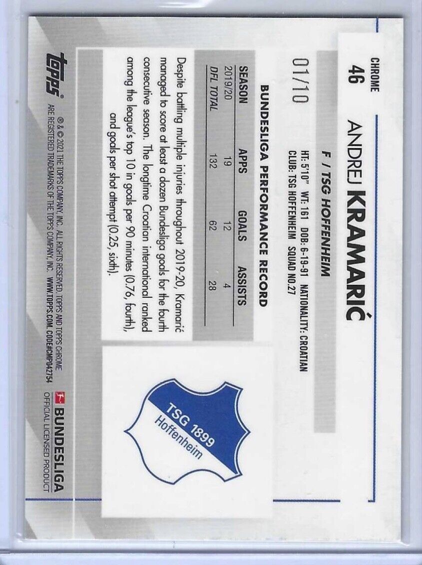 ANDREJ KRAMARIC 2020-21 TOPPS CHROME BUNDESLIGA RED REFRACTOR #D 01/10