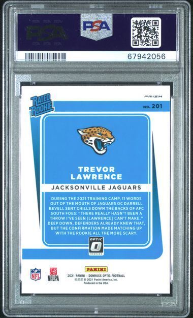 TREVOR LAWRENCE 2021 PANINI DONRUSS OPTIC GREEN VELOCITY RATED ROOKIE RC PSA 9