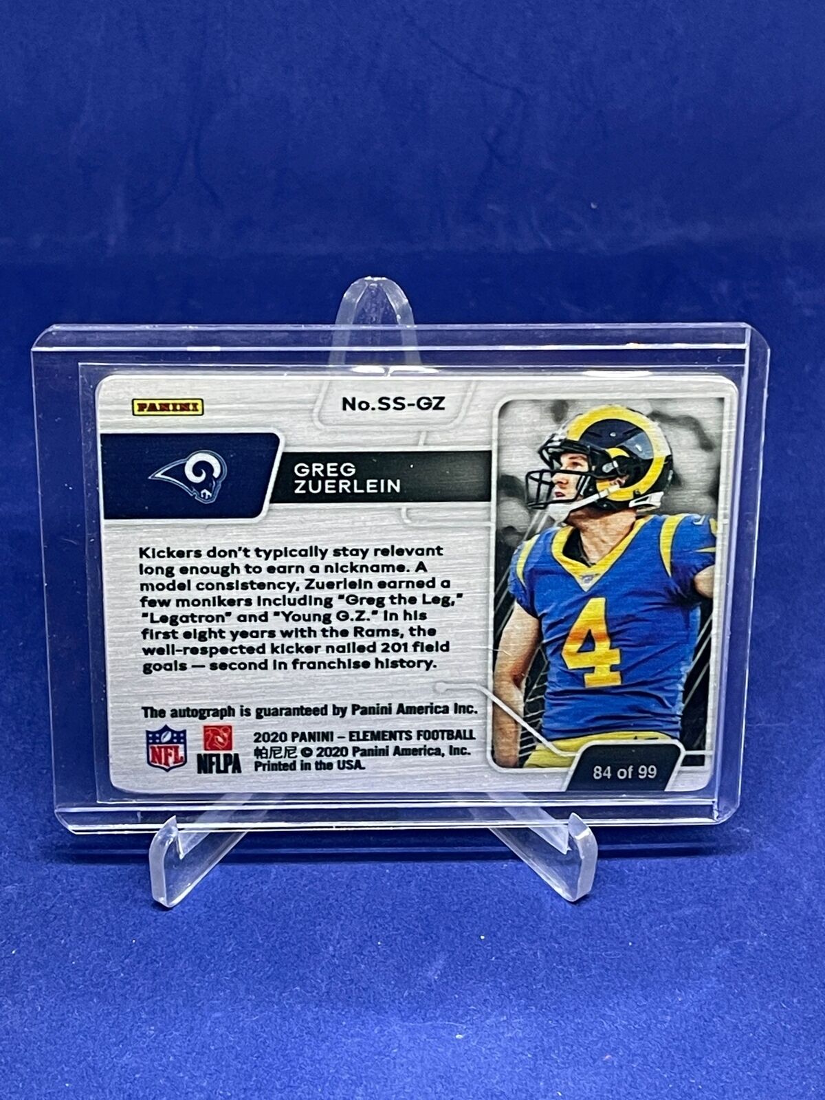 GREG ZUERLEIN 2020 PANINI ELEMENTS ON CARD AUTO METAL #D 84/99