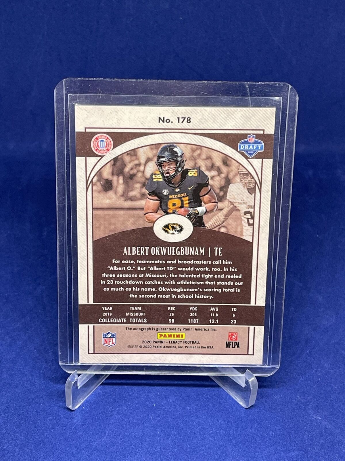 ALBERT OKWUEGBUNAM 2020 PANINI LEGACY SILVER PRIZM ROOKIE AUTO RC #178