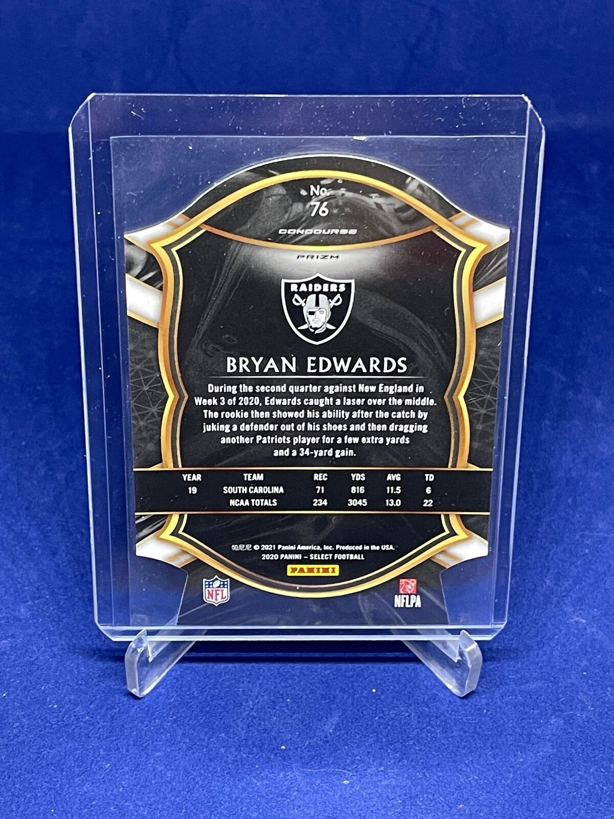 BRYAN EDWARDS 2020 PANINI SELECT CONCOURSE ZEBRA PRIZM DIE CUT ROOKIE SP RC #76