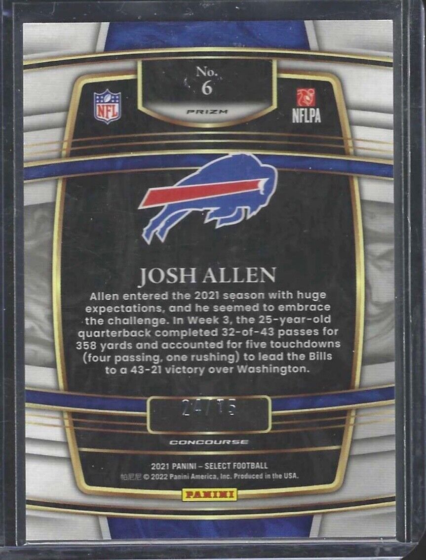 JOSH ALLEN 2021 PANINI SELECT CONCOURSE PURPLE PRIZM #D 24/75