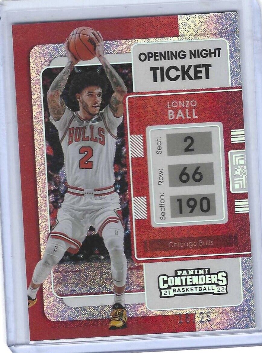 LONZO BALL 2021-22 PANINI CONTENDERS SPECKLE OPENING NIGHT TICKET #D 16/25