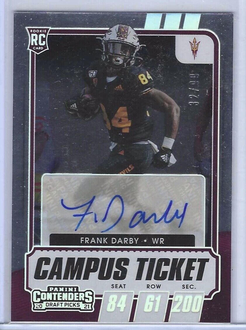 FRANK DARBY 2021 CONTENDERS DRAFT PICKS CAMPUS TICKET AUTO RC #D 32/99
