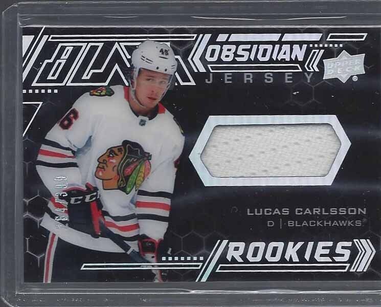 LUCAS CARLSSON 2020-21 UPPER DECK UD BLACK OBSIDIAN JERSEY RC #D 284/399