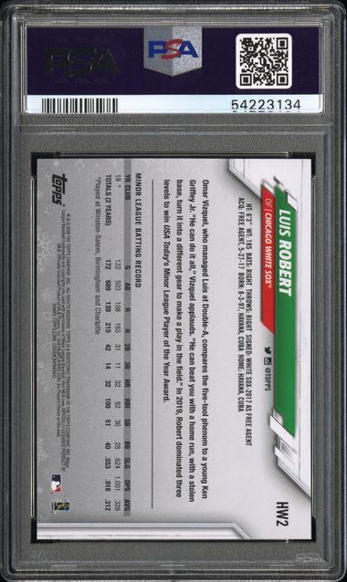 LUIS ROBERT 2020 TOPPS HOLIDAY SSP ROOKIE VARIATION RC #2 PSA 10 GEM MINT