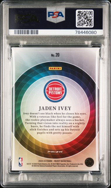 JADEN IVEY 2022-23 SELECT COLOR WHEEL SSP CASE HIT #20 RC PSA 9 MINT POP 7