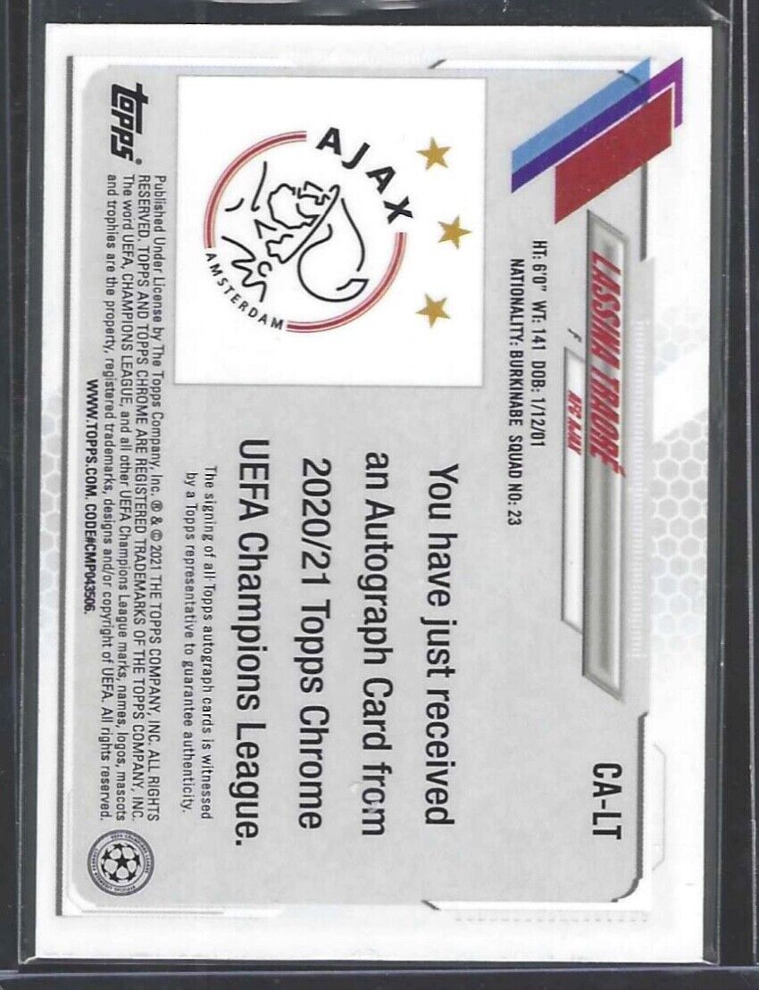 LASSINA TRAORE 2020-21 TOPPS CHROME UEFA SILVER REFRACTOR ROOKIE AUTO RC #CA-LT