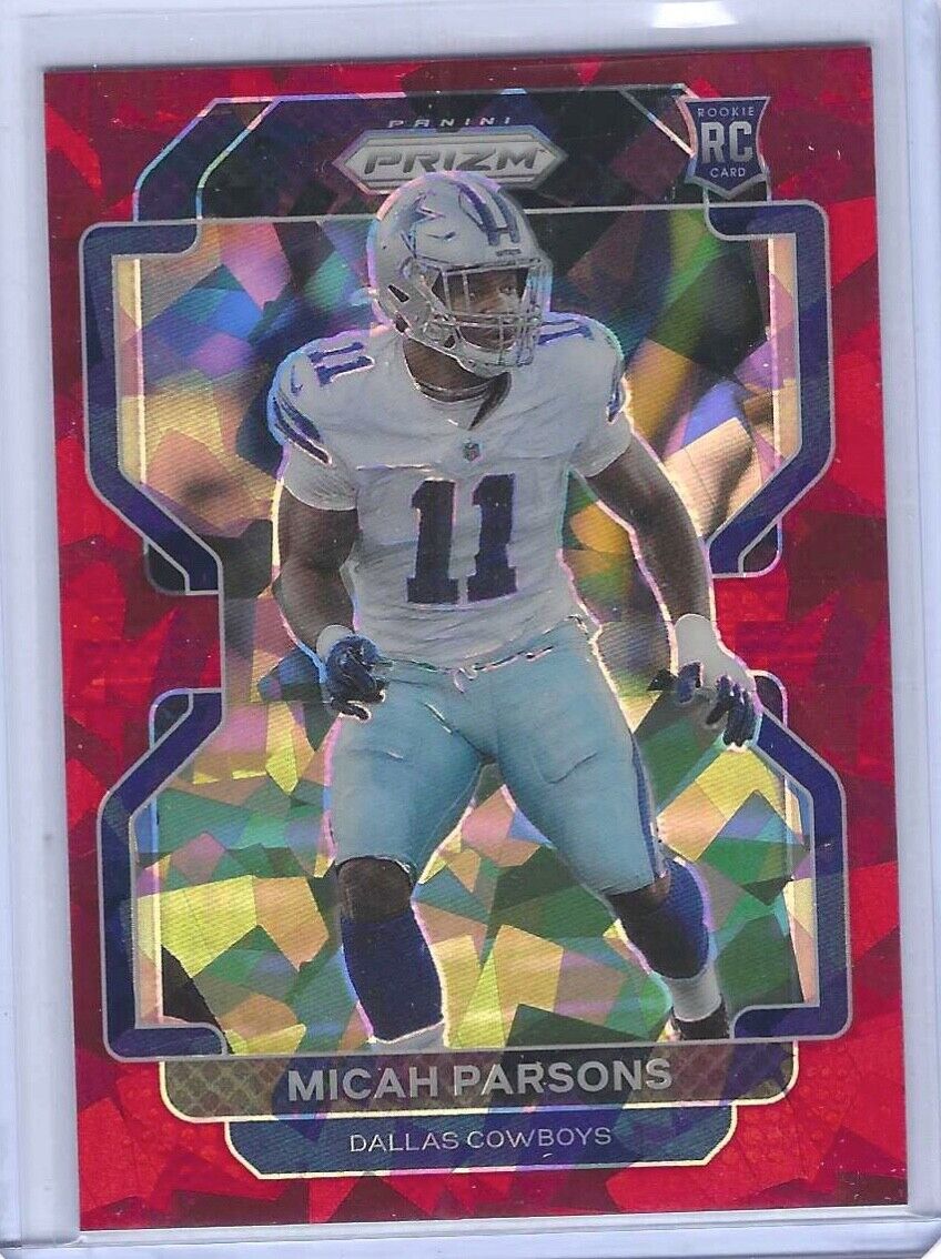 MICAH PARSONS 2021 PANINI PRIZM RED CRACKED ICE PRIZM ROOKIE RC #382