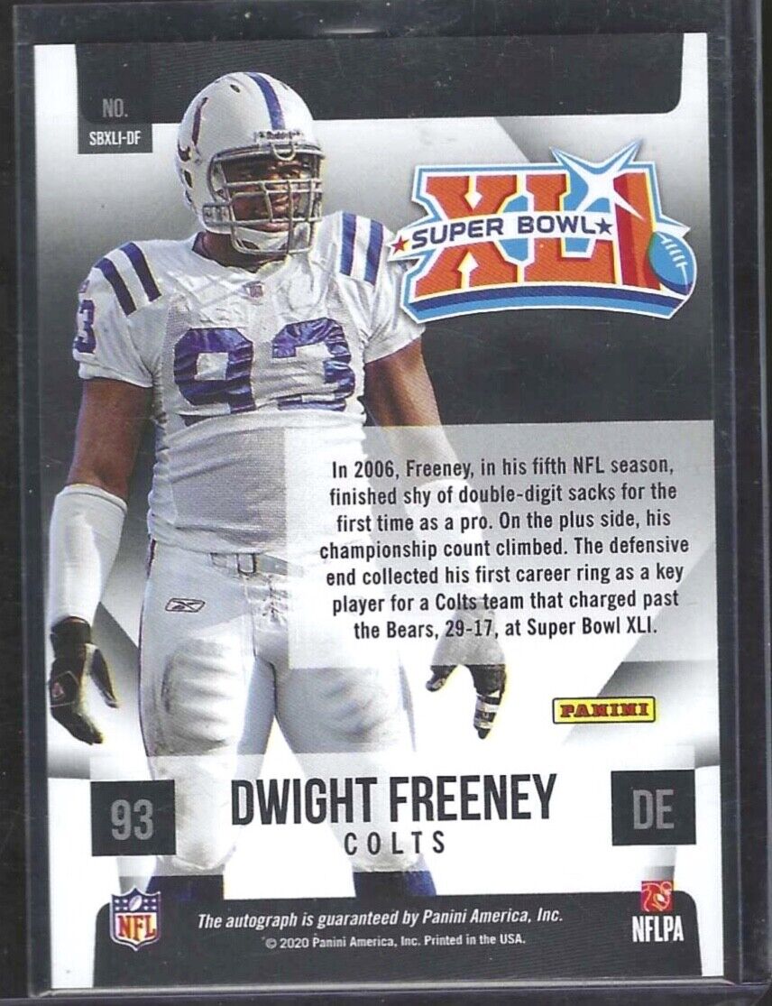 DWIGHT FREENEY 2020 PANINI SILVER PRIZM SUPER BOWL XLI ON CARD AUTO #SBXLI-DF
