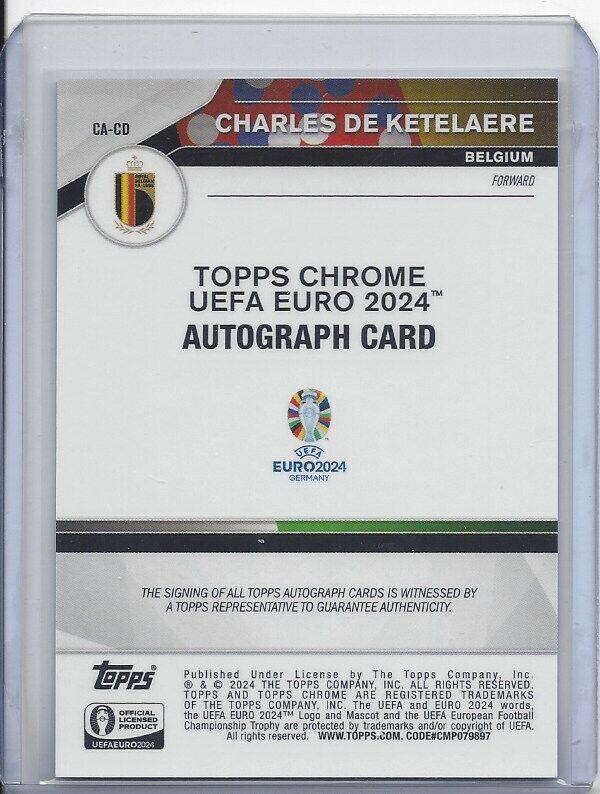 CHARLES DE KETELAERE 2023-24 TOPPS CHROME EURO BELGIUM AUTO