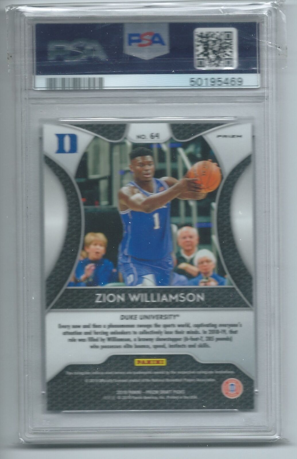 ZION WILLIAMSON 2019-20 PANINI PRIZM DRAFT PICKS GREEN PRIZM RC #64 PSA 10 GEM