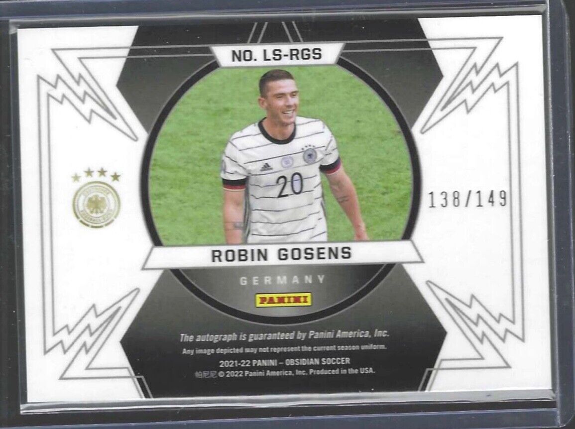 ROBIN GOSENS 2020-21 PANINI OBSIDIAN LIGHTNING STRIKE SILVER AUTO #D 138/149