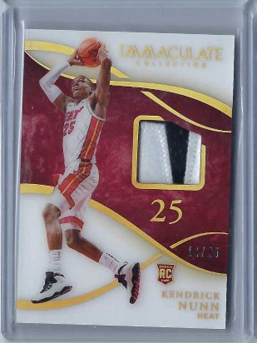 KENDRICK NUNN 2019-20 PANINI IMMACULATE COLLECTION ACETATE PATCH RC #D 14/25