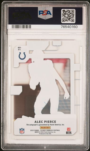 ALEC PIERCE 2022 CLEARLY DONRUSS RATED ROOKIE AUTO RC #71 PSA 9 MINT POP 4