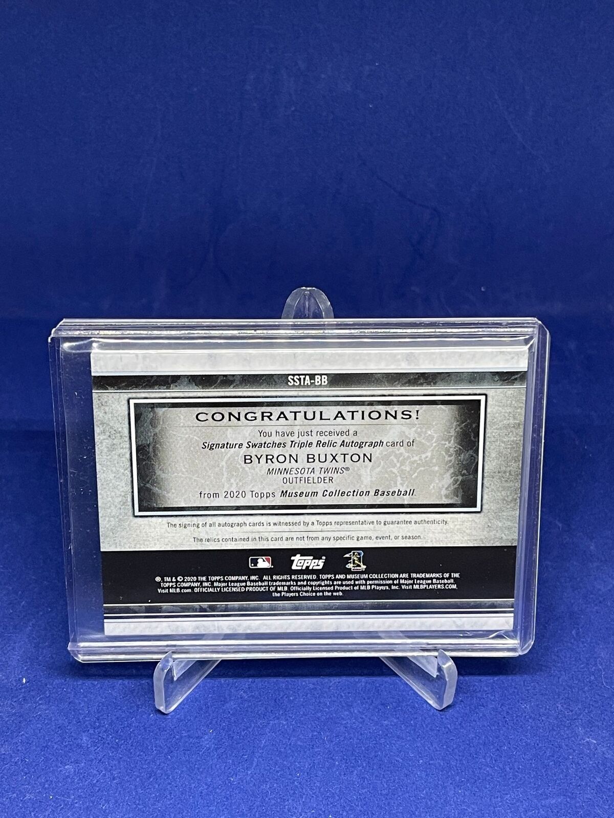 BYRON BUXTON 2020 TOPPS MUSEUM SIGNATURE SWATCHES TRIPLE JERSEY AUTO #D 209/299