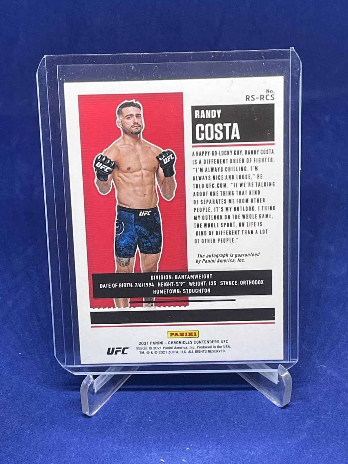 RANDY COSTA 2021 PANINI CHRONICLES UFC CONTENDERS ROOKIE TICKET AUTO RC