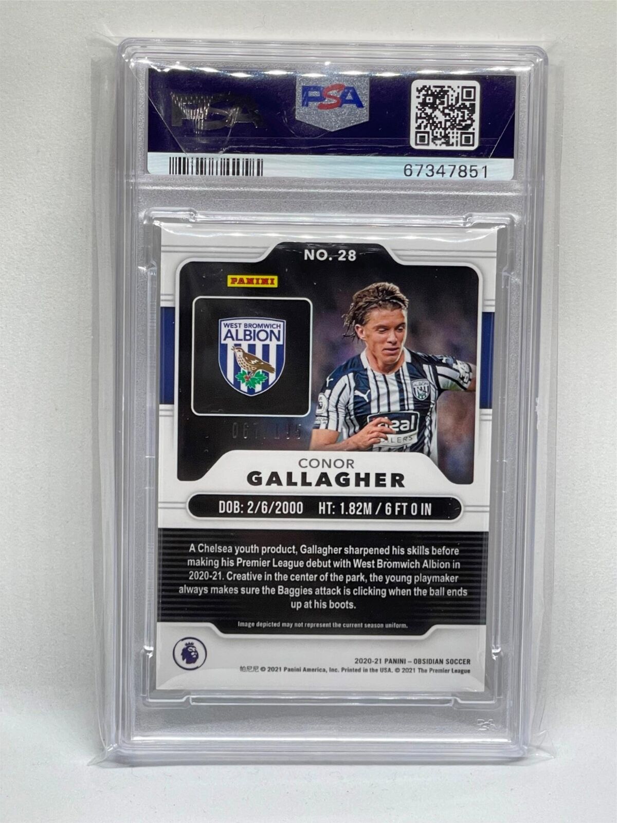 CONOR GALLAGHER 2020 PANINI OBSIDIAN TRUE ROOKIE RC #D 67/195 PSA 9 MINT POP 4