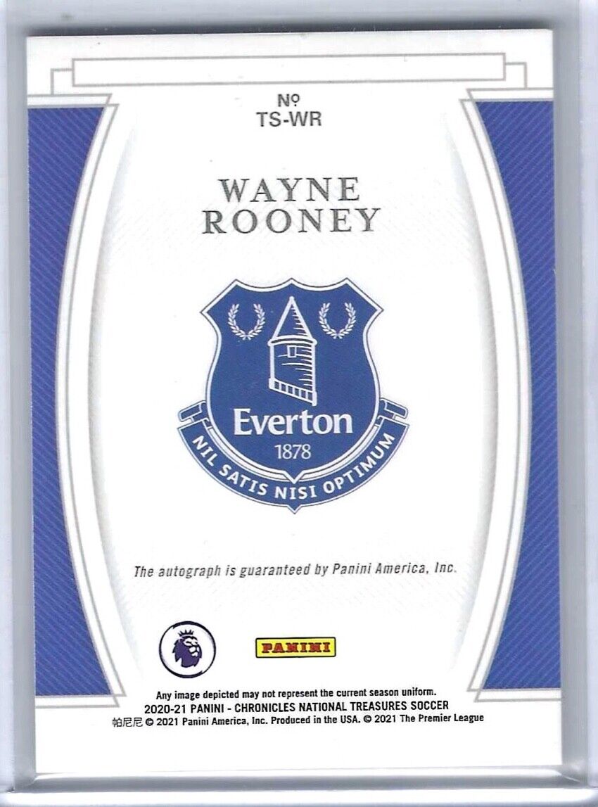 WAYNE ROONEY 2020-21 PANINI CHRONICLES NATIONAL TREASURES EPL AUTO #D 003/215