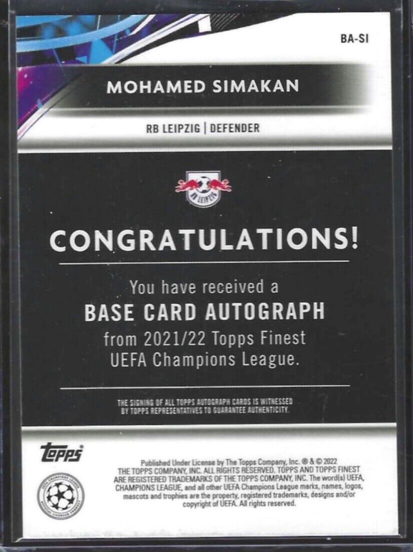 MOHAMED SIMAKAN 2021-22 TOPPS FINEST SILVER REFRACTOR ROOKIE AUTO RC #BA-SI