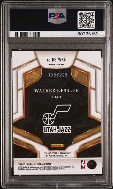 WALKER KESSLER 2022-23 PANINI SELECT ROOKIE SIGS SILVER AUTO RC /249 PSA 10 GEM