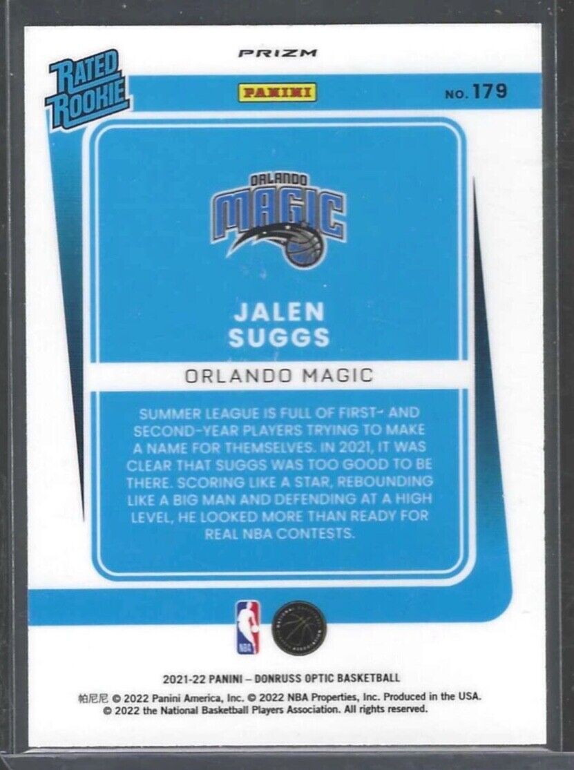 JALEN SUGGS 2021-22 PANINI DONRUSS OPTIC BLUE PULSAR PRIZM RATED ROOKIE RC #179