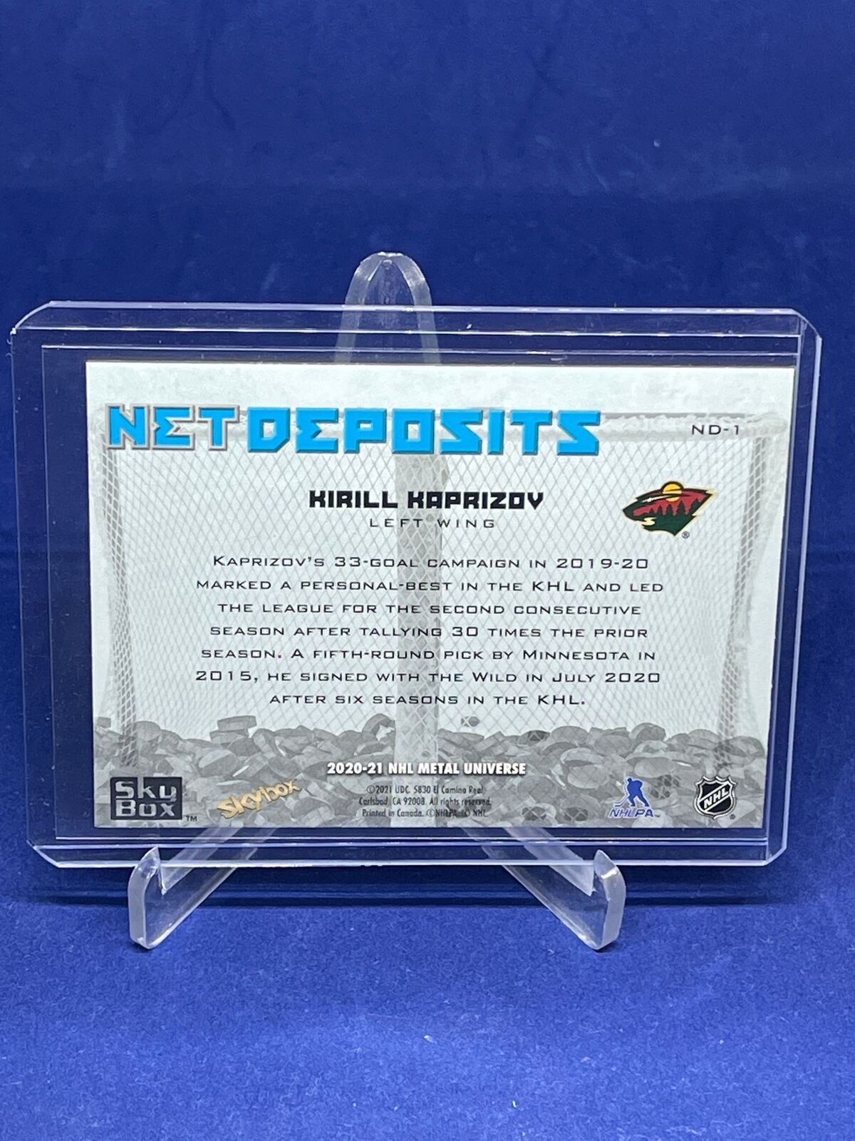 KIRILL KAPRIZOV 2020-21 NHL METAL UNIVERSE NET DEPOSITS RC