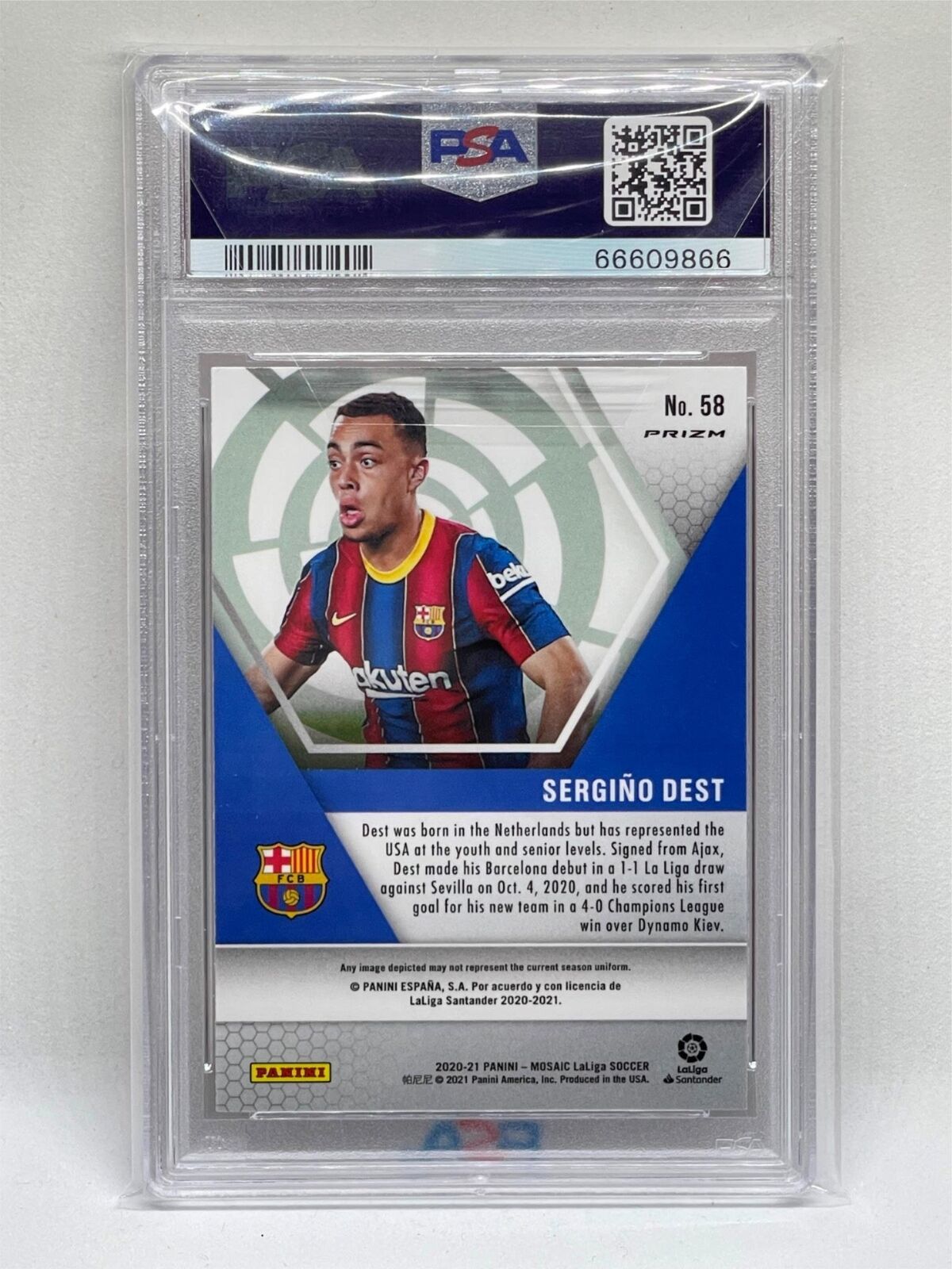 SERGINO DEST 2020-21 MOSAIC LA LIGA RED PRIZM RC #58 ROOKIE PSA 10 POP 6