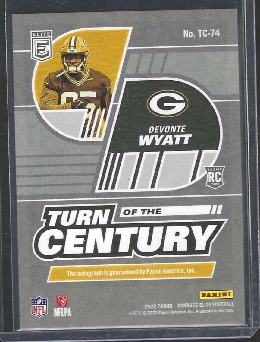 DEVONTE WYATT 2022 PANINI DONRUSS ELITE SILVER FOIL ROOKIE AUTO RC #D 039/199