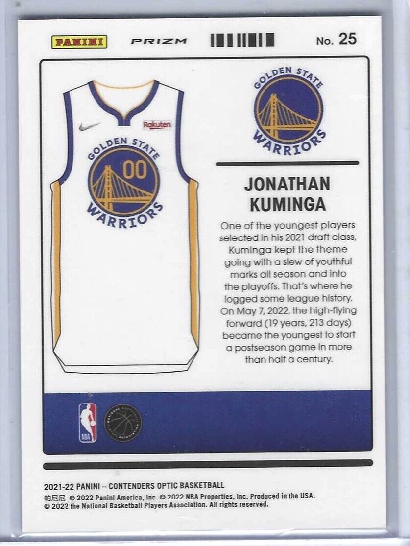 JONATHAN KUMINGA 2021 PANINI OPTIC CONTENDERS RED CRACKED ICE UNIFORMITY RC #25
