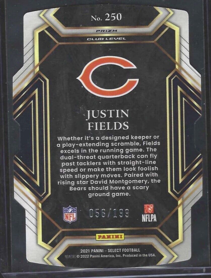 JUSTIN FIELDS 2021 PANINI SELECT CLUB LEVEL DIE CUT COPPER PRIZM RC #D 56/199