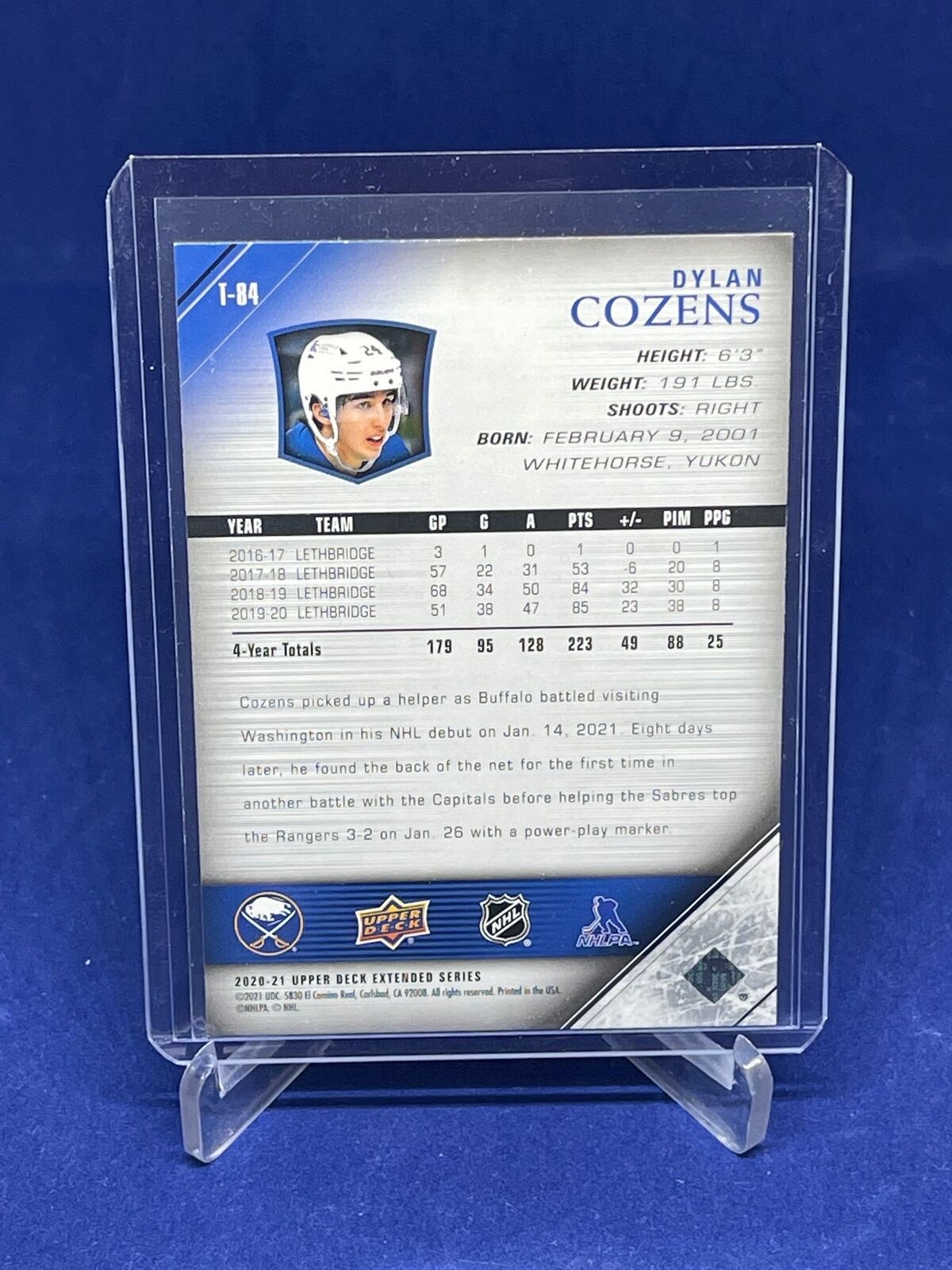 DYLAN COZENS 2020-21 UPPER DECK EXTENDED SERIES ROOKIE RC