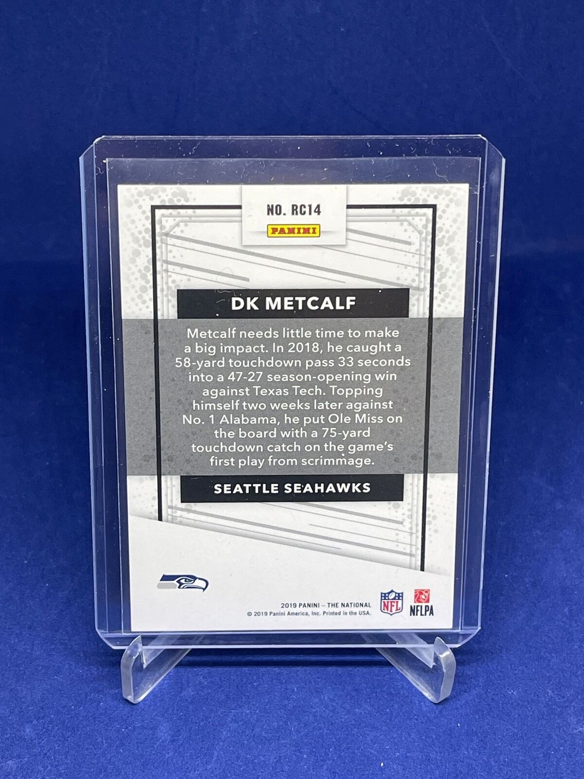 DK METCALF 2019 PANINI THE NATIONAL ROOKIES RC #D 99/299