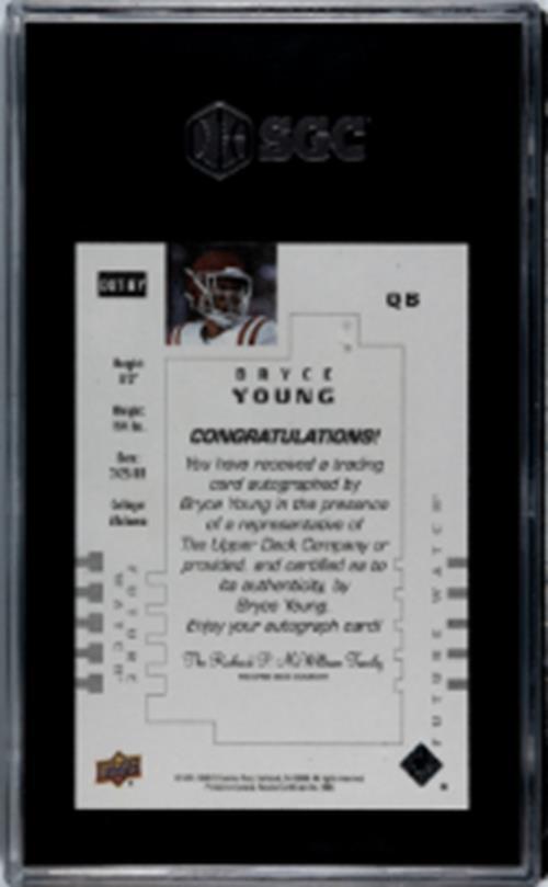 BRYCE YOUNG 2021 UD GOODWIN CHAMPS SP AUTHENTIC FUTURE WATCH AUTO RC /299 SGC 10